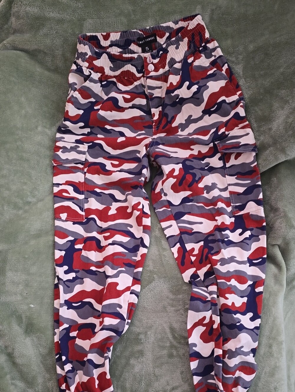 Almost Famous Camouflage Cargo Pants - Red, Navy, White